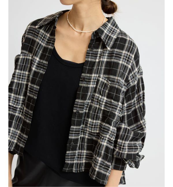 IENA「シャーリングチェックショートシャツ」|シャツ・ブラウス|