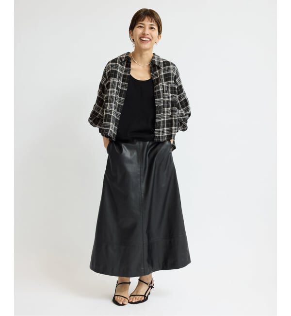 IENA「シャーリングチェックショートシャツ」|シャツ・ブラウス|