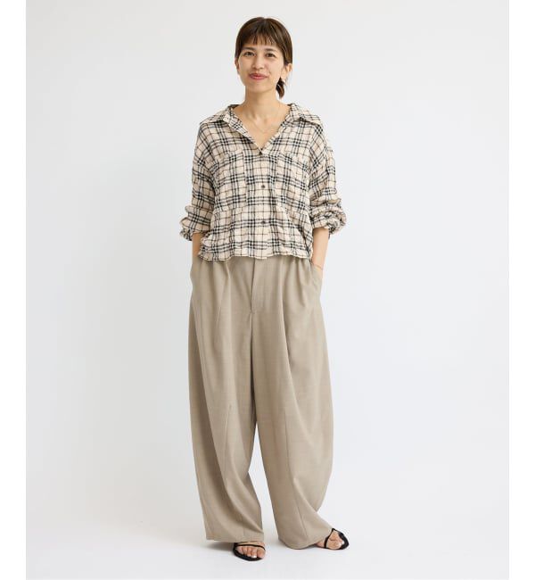 IENA「シャーリングチェックショートシャツ」|シャツ・ブラウス|