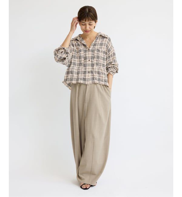 IENA「シャーリングチェックショートシャツ」|シャツ・ブラウス|