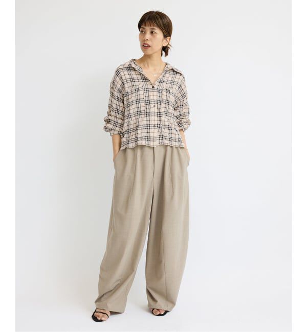 IENA「シャーリングチェックショートシャツ」|シャツ・ブラウス|