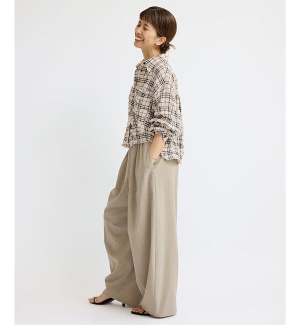 IENA「シャーリングチェックショートシャツ」|シャツ・ブラウス|