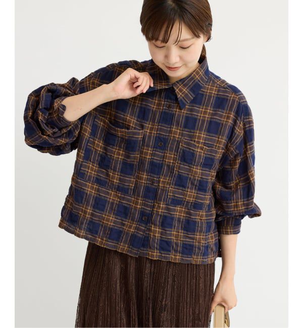 IENA「シャーリングチェックショートシャツ」|シャツ・ブラウス|