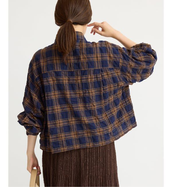 IENA「シャーリングチェックショートシャツ」|シャツ・ブラウス|