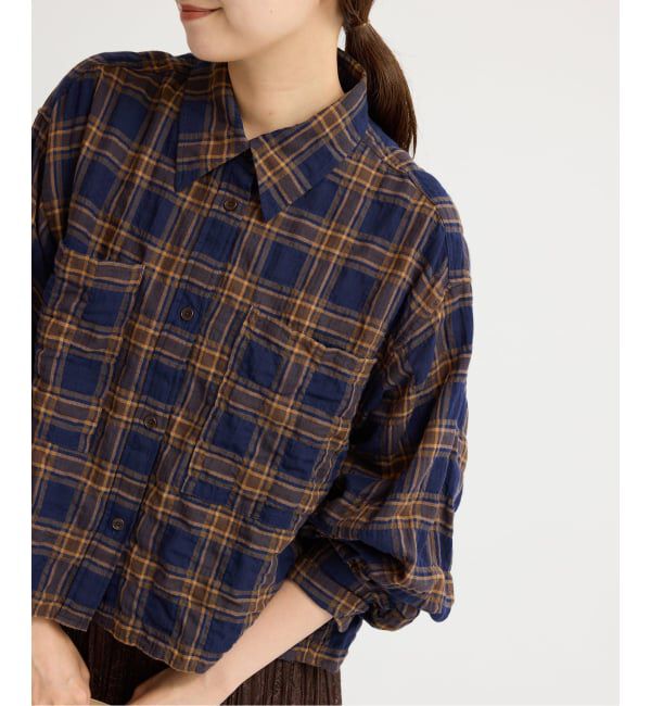 IENA「シャーリングチェックショートシャツ」|シャツ・ブラウス|