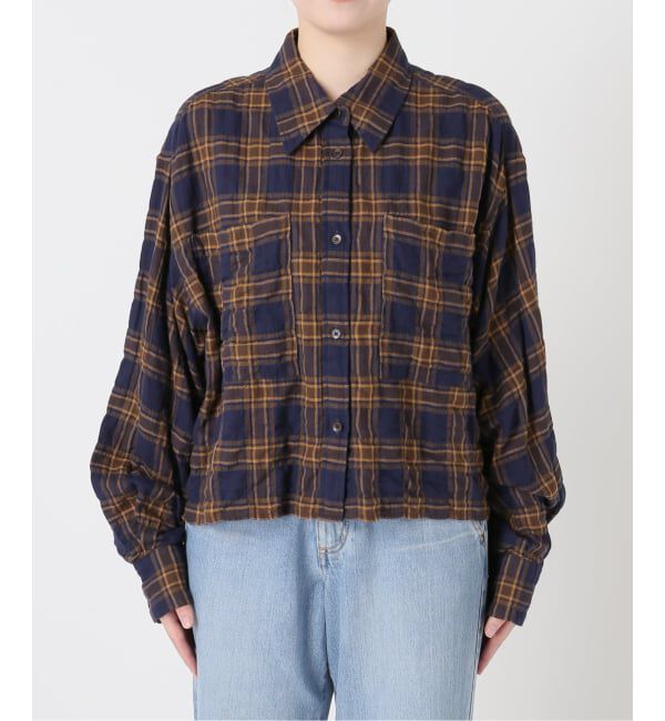 IENA「シャーリングチェックショートシャツ」|シャツ・ブラウス|