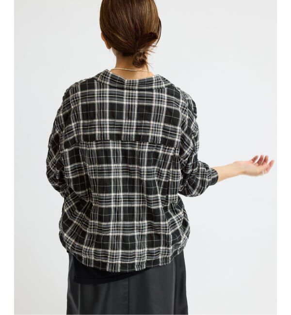 IENA「シャーリングチェックショートシャツ」|シャツ・ブラウス|
