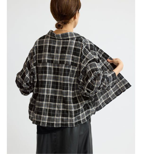IENA「シャーリングチェックショートシャツ」|シャツ・ブラウス|