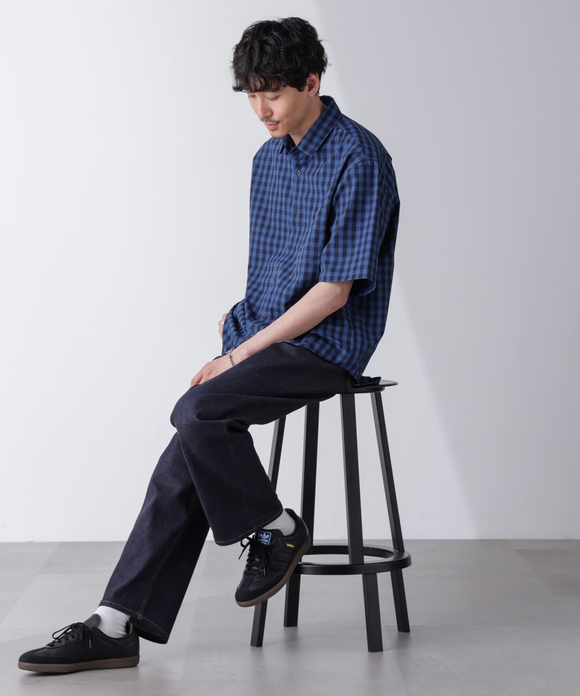 nano･universe「リラックスギンガムシャツ 半袖」|シャツ・ブラウス|