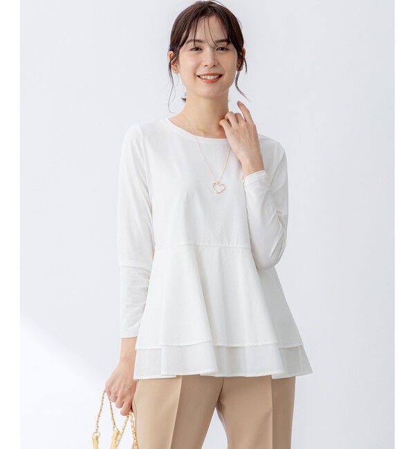 組曲「シャツコンビティアード ロングTシャツ」|Tシャツ・カットソー|アイボリー系