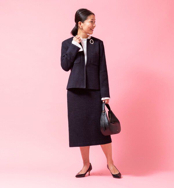 NOLLEY'S「《セットアップ対応》コンパクトインレイクルーネックジャケット」|ノーカラージャケット|