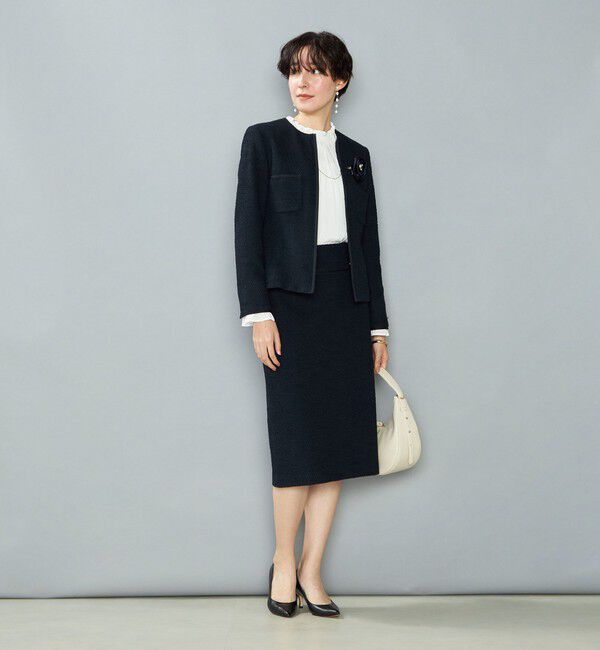 NOLLEY'S「《セットアップ対応》コンパクトインレイクルーネックジャケット」|ノーカラージャケット|