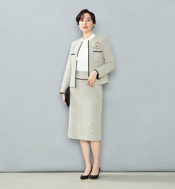 NOLLEY'S「《セットアップ対応》コンパクトインレイクルーネックジャケット」|ノーカラージャケット|