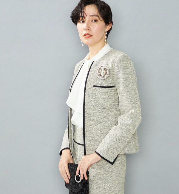 NOLLEY'S「《セットアップ対応》コンパクトインレイクルーネックジャケット」|ノーカラージャケット|