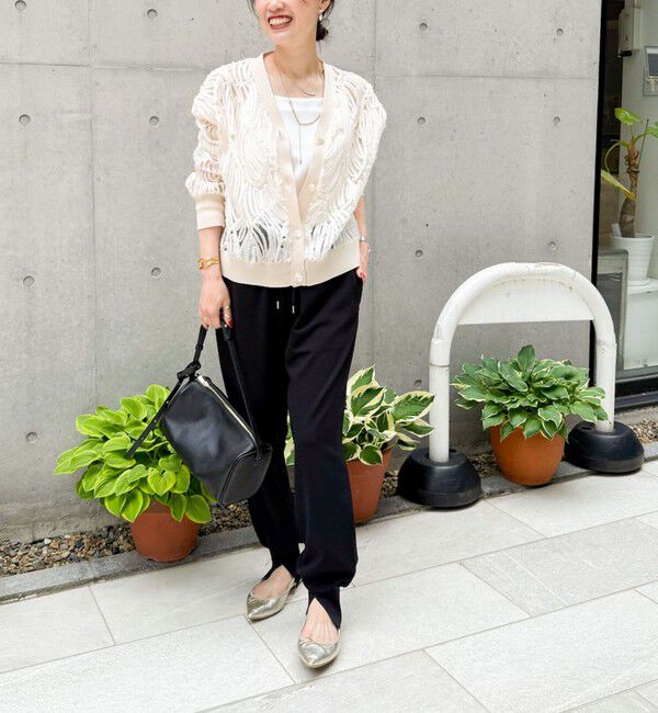 Rie Miller「《セットアップ対応》《手洗い可能》チュール刺繍Vネックカーディガン」|カーディガン|