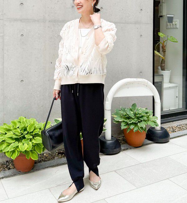 Rie Miller「《セットアップ対応》《手洗い可能》チュール刺繍Vネックカーディガン」|カーディガン|