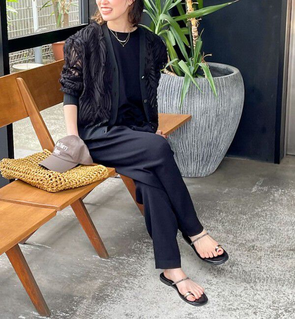 Rie Miller「《セットアップ対応》《手洗い可能》チュール刺繍Vネックカーディガン」|カーディガン|