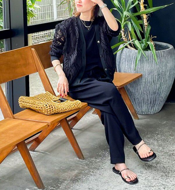 Rie Miller「《セットアップ対応》《手洗い可能》チュール刺繍Vネックカーディガン」|カーディガン|