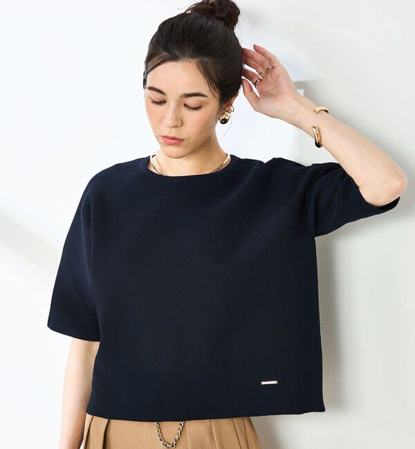 NOLLEY'S「《手洗い可能》ホールガーメントニットTシャツ」|ニット・セーター|ネイビー