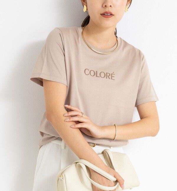 NOLLEY'S sophi「シルケット天竺フロッキーロゴTシャツ」|Tシャツ・カットソー|キャメル