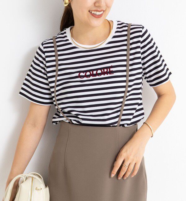 NOLLEY'S sophi「シルケット天竺フロッキーロゴTシャツ」|Tシャツ・カットソー|ブラック系その他