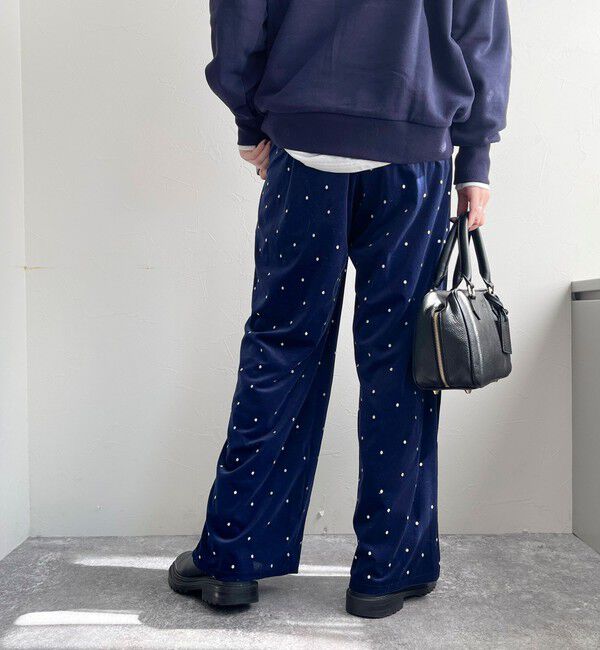 fredy emue「《セットアップ対応》ベロアドット刺繍イージーパンツ」|チノ|
