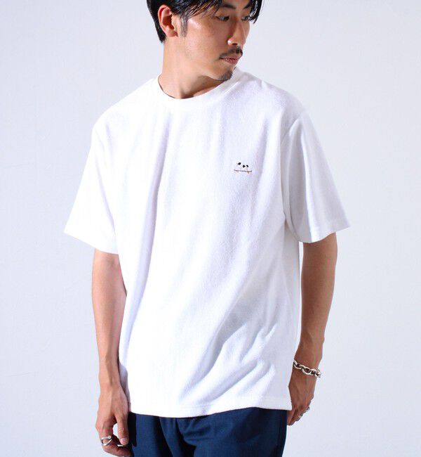 GLOSTER「【セットアップ対応】フレブルパイルTシャツ フレンチブルドッグ刺繍 ワンポイント ワンマイル」|Tシャツ・カットソー|ホワイト