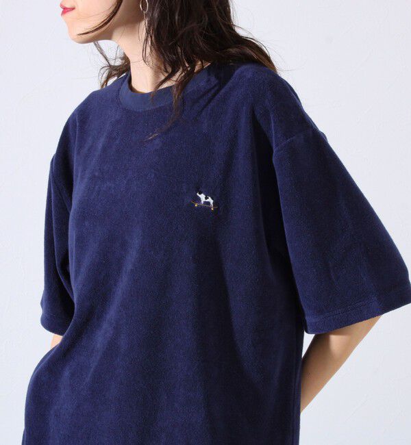 GLOSTER「【セットアップ対応】フレブルパイルTシャツ フレンチブルドッグ刺繍 ワンポイント ワンマイル」|Tシャツ・カットソー|ネイビー