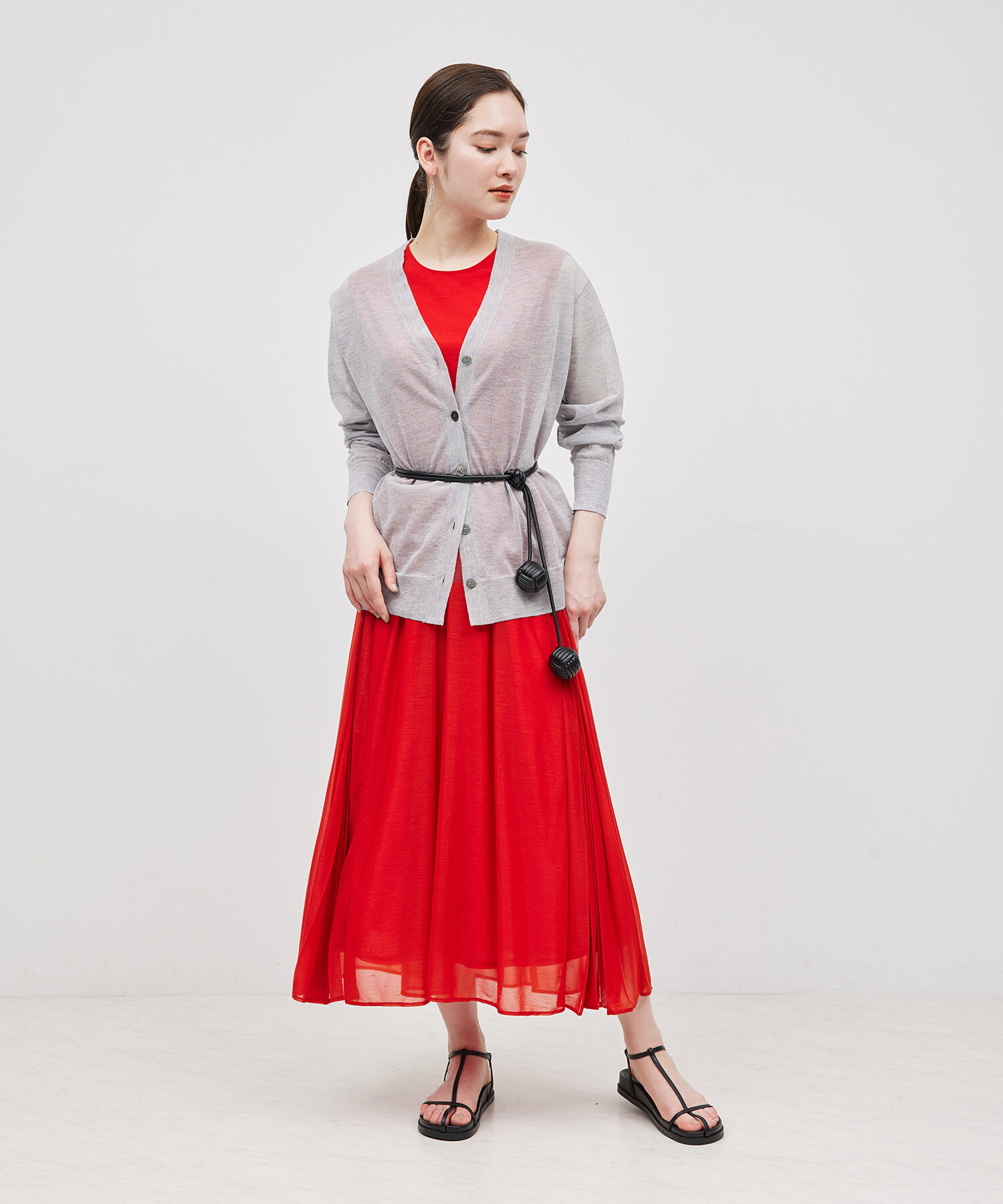 ROPE「【洗える】シアーVネックカーディガン」|カーディガン|