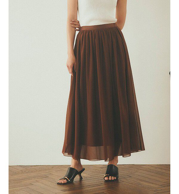 ROPE「【洗える】ブライトネスヤーン サイドプリーツスカート」|スカート|ブラウン系(22)