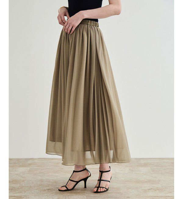 ROPE「【洗える】ブライトネスヤーン サイドプリーツスカート」|スカート|ベージュ(27)