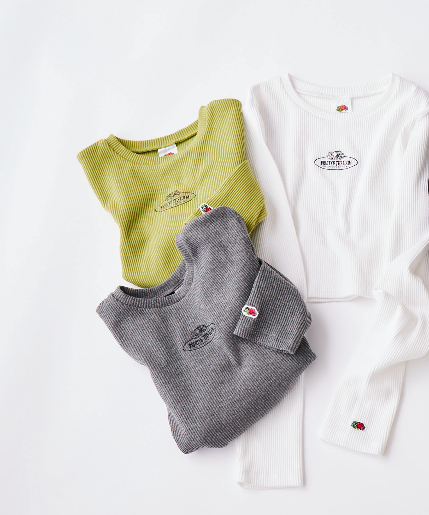 VIS「【FRUIT OF THE LOOM別注】テレコロゴ短丈ロングTシャツ【洗える】」|Tシャツ・カットソー|