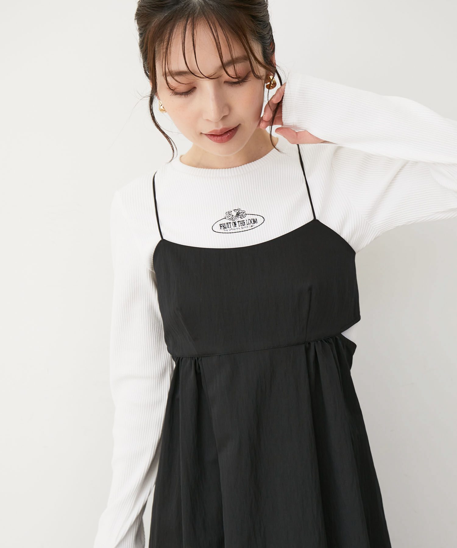 VIS「【FRUIT OF THE LOOM別注】テレコロゴ短丈ロングTシャツ【洗える】」|Tシャツ・カットソー|