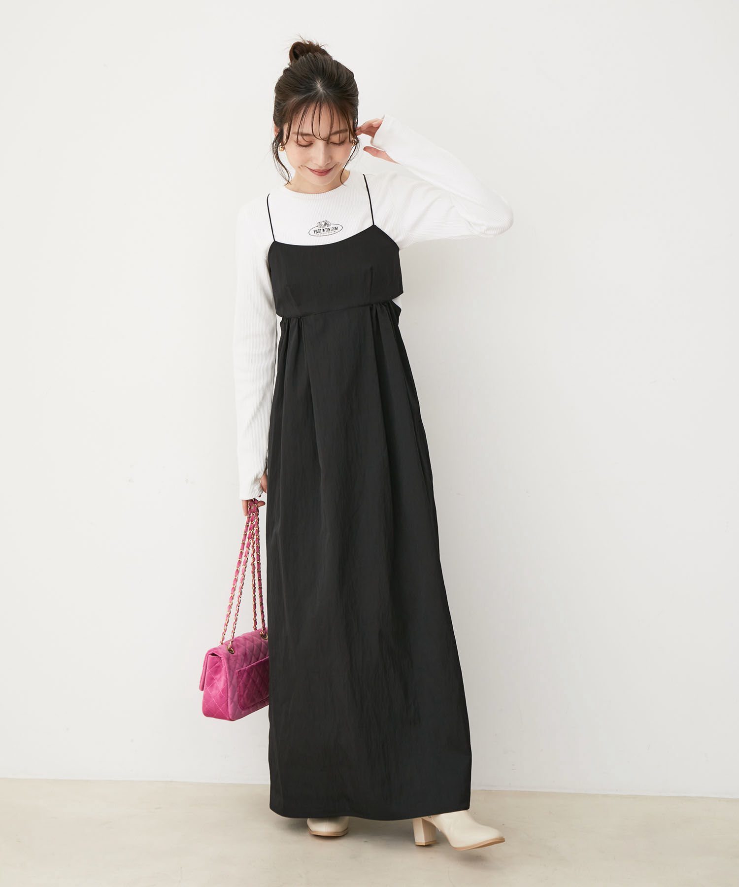 VIS「【FRUIT OF THE LOOM別注】テレコロゴ短丈ロングTシャツ【洗える】」|Tシャツ・カットソー|