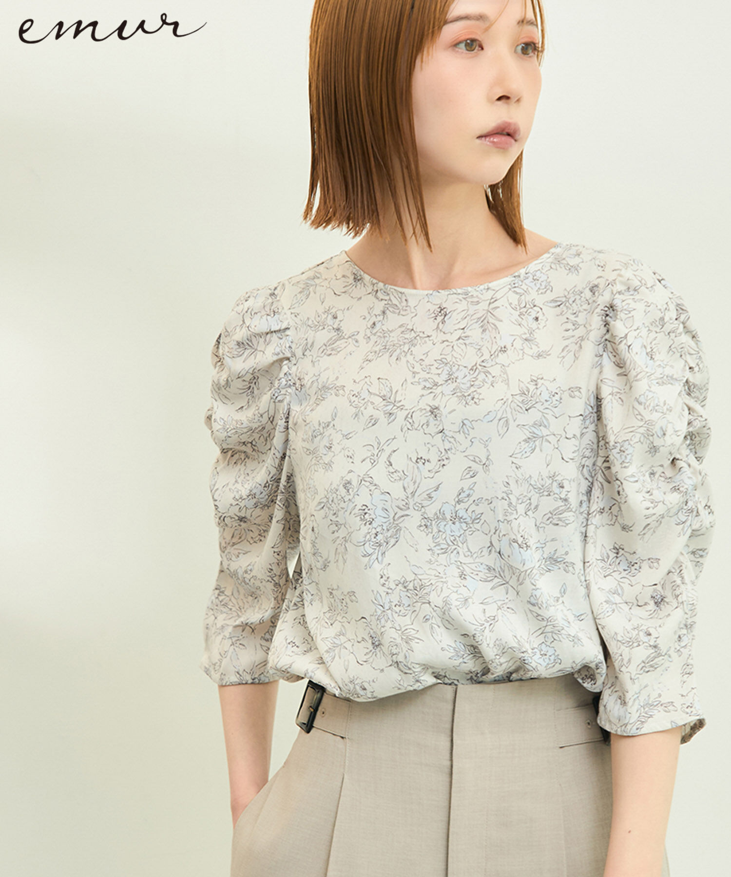 Rope&rsquo;Picnic「【emur/エミュール】洗える/水彩柄ギャザーブラウス」|シャツ・ブラウス|オフホワイト(15)