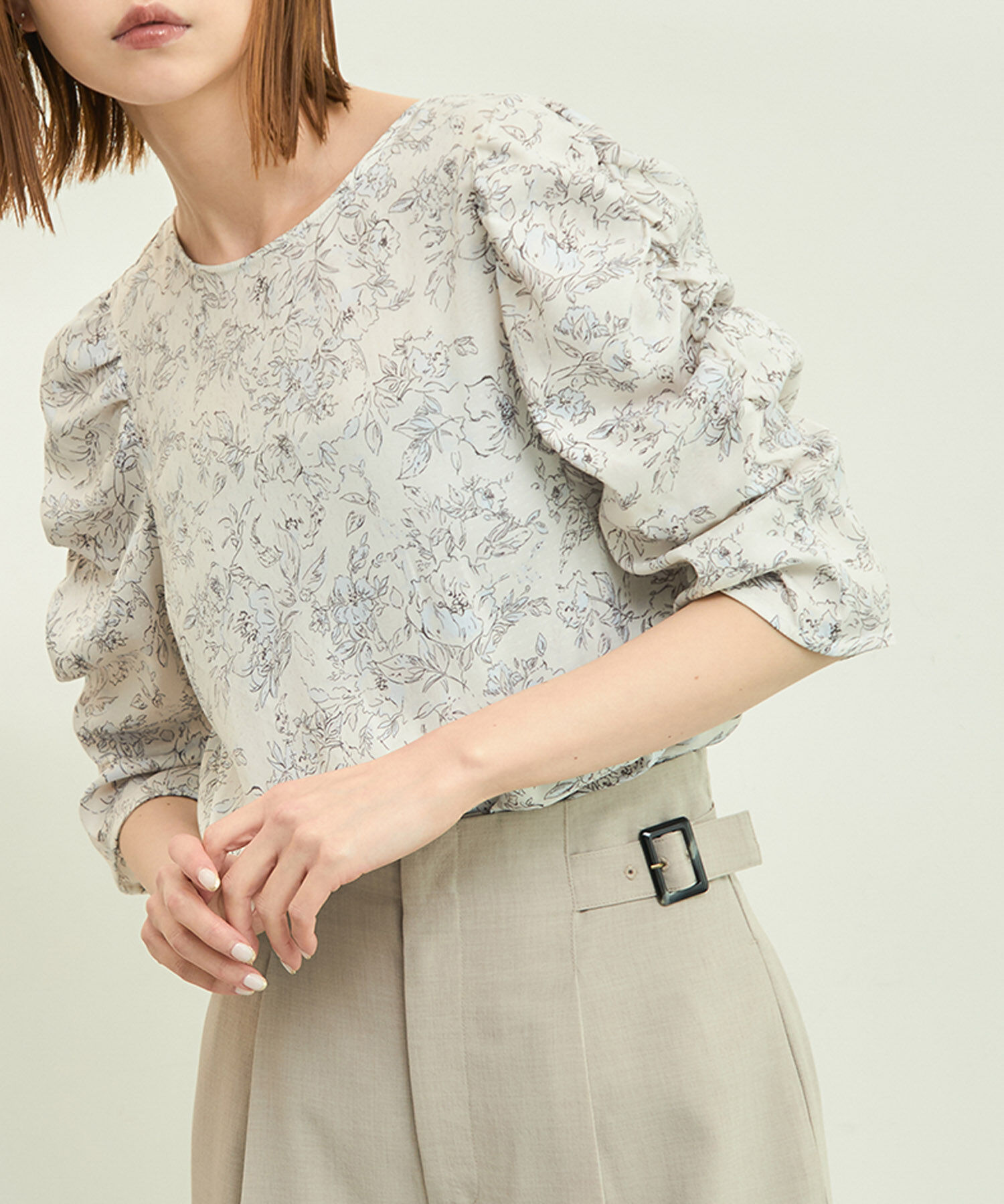 Rope&rsquo;Picnic「【emur/エミュール】洗える/水彩柄ギャザーブラウス」|シャツ・ブラウス|