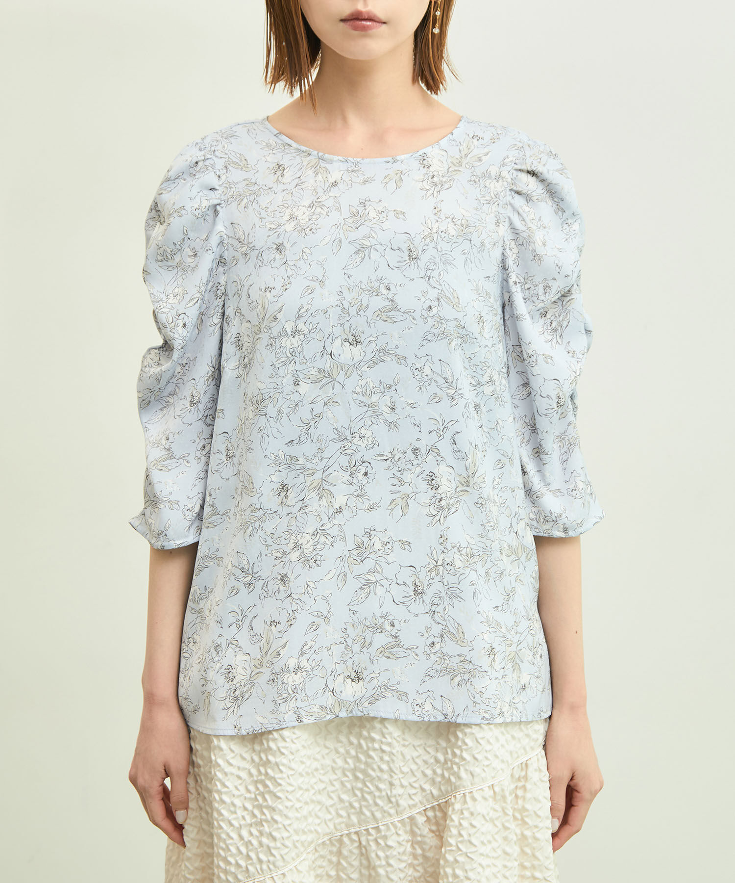 Rope&rsquo;Picnic「【emur/エミュール】洗える/水彩柄ギャザーブラウス」|シャツ・ブラウス|