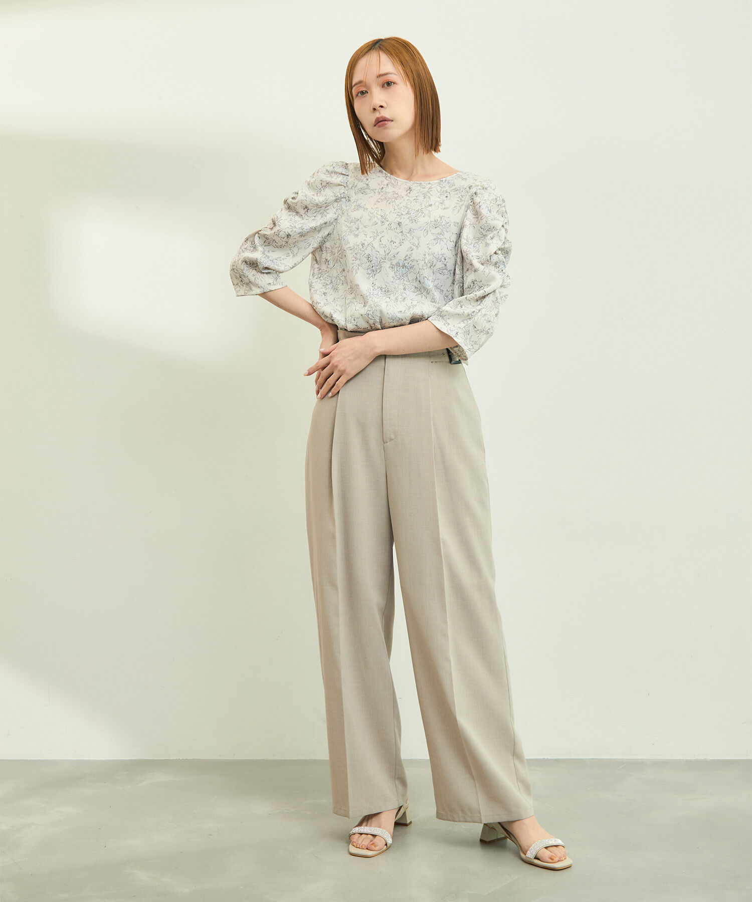 Rope&rsquo;Picnic「【emur/エミュール】洗える/水彩柄ギャザーブラウス」|シャツ・ブラウス|