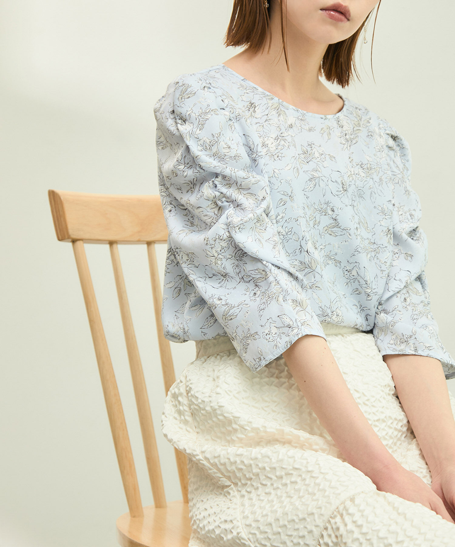 Rope&rsquo;Picnic「【emur/エミュール】洗える/水彩柄ギャザーブラウス」|シャツ・ブラウス|