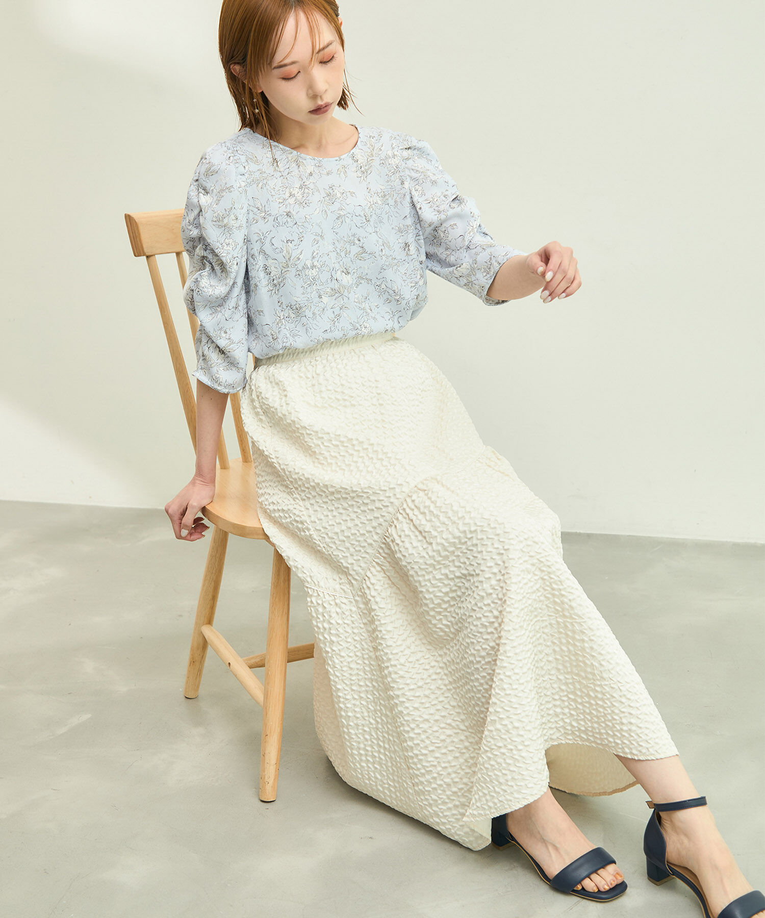 Rope&rsquo;Picnic「【emur/エミュール】洗える/水彩柄ギャザーブラウス」|シャツ・ブラウス|