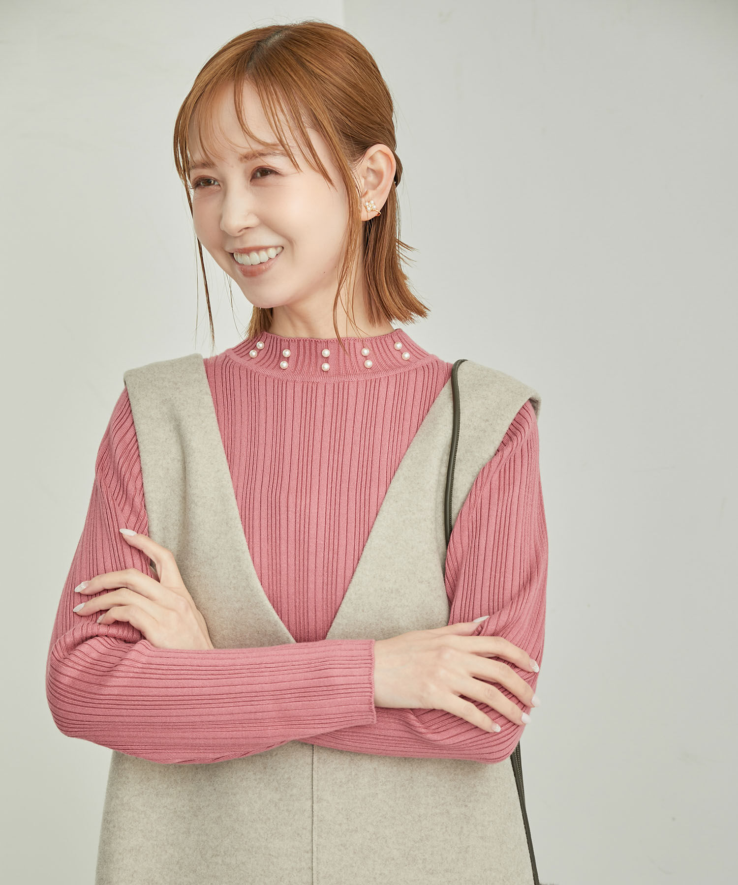 Rope&rsquo;Picnic「パール使いニットプルオーバー」|ニット・セーター|ピンク(63)