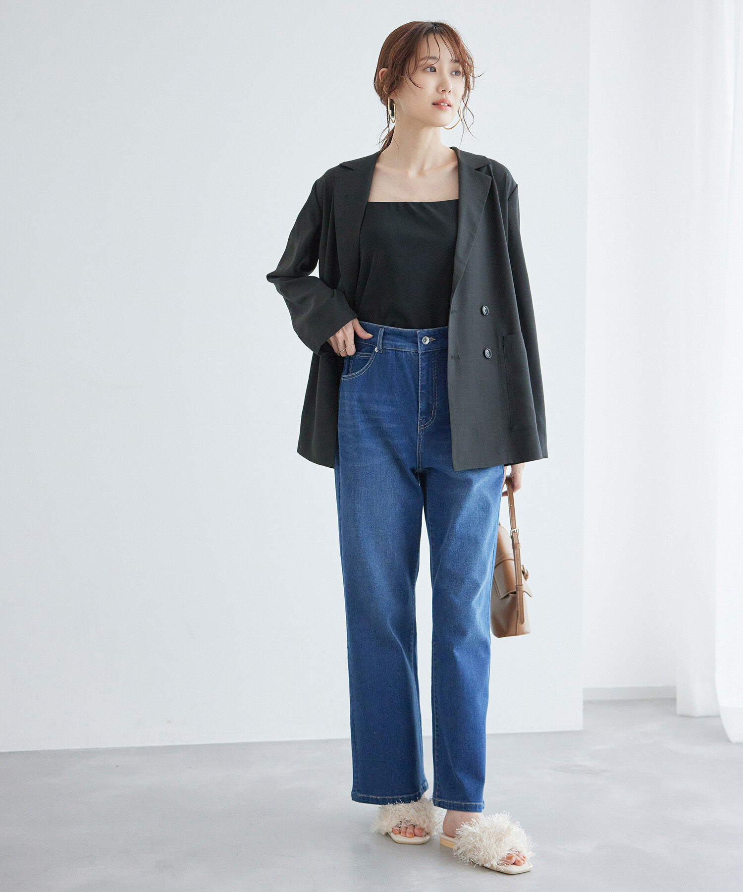 Rope&rsquo;Picnic「セットアップ対応/麻調シアーダブルテーラードジャケット/冷感・UVカット」|テーラードジャケット|