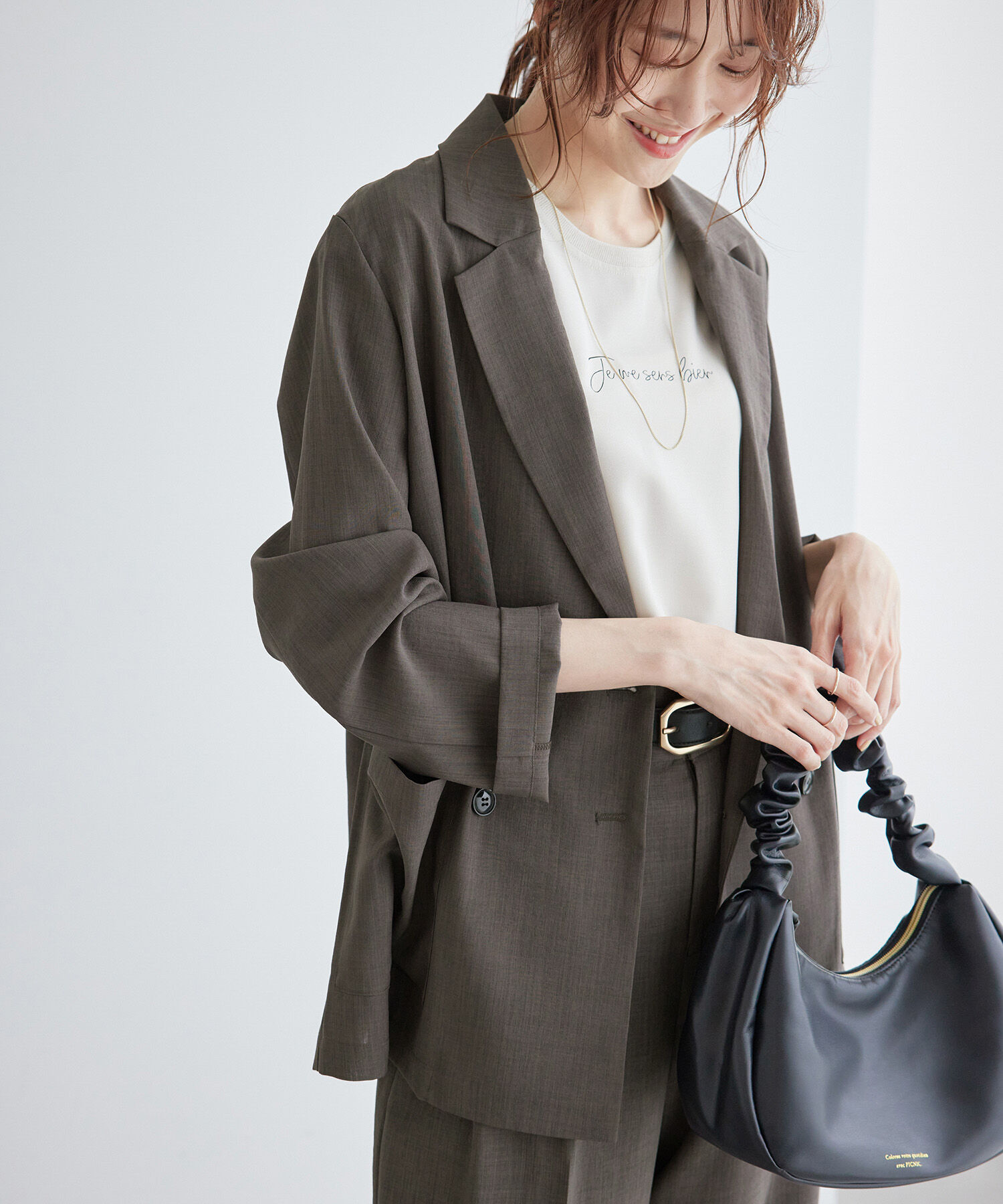 Rope&rsquo;Picnic「セットアップ対応/麻調シアーダブルテーラードジャケット/冷感・UVカット」|テーラードジャケット|