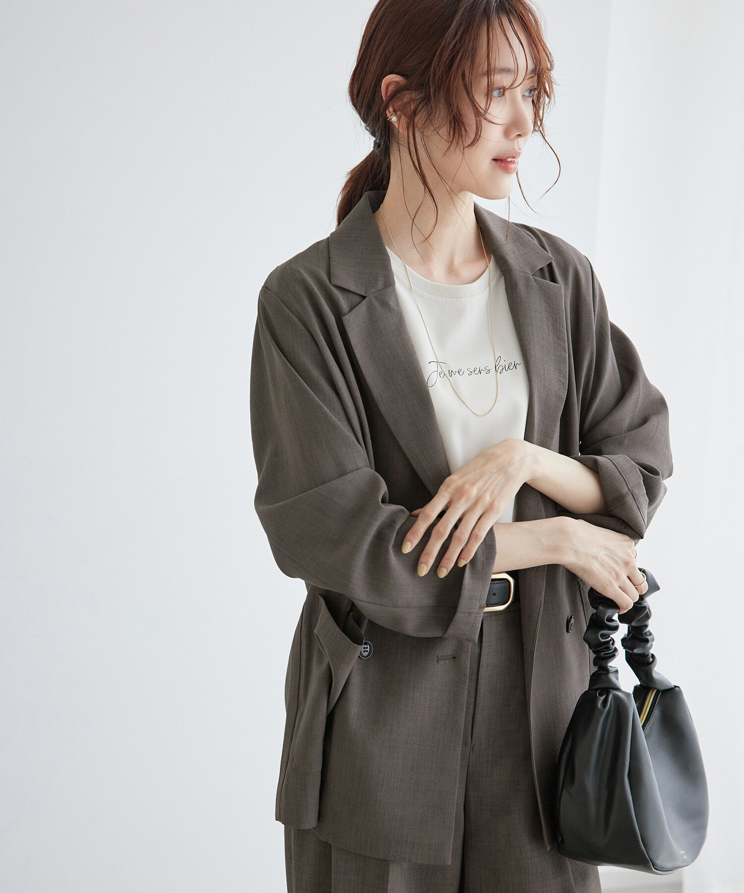 Rope&rsquo;Picnic「セットアップ対応/麻調シアーダブルテーラードジャケット/冷感・UVカット」|テーラードジャケット|