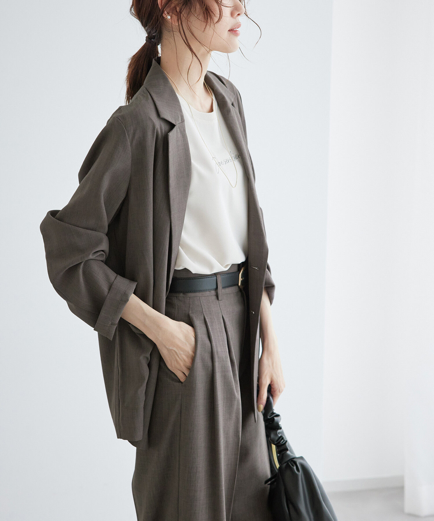 Rope&rsquo;Picnic「セットアップ対応/麻調シアーダブルテーラードジャケット/冷感・UVカット」|テーラードジャケット|