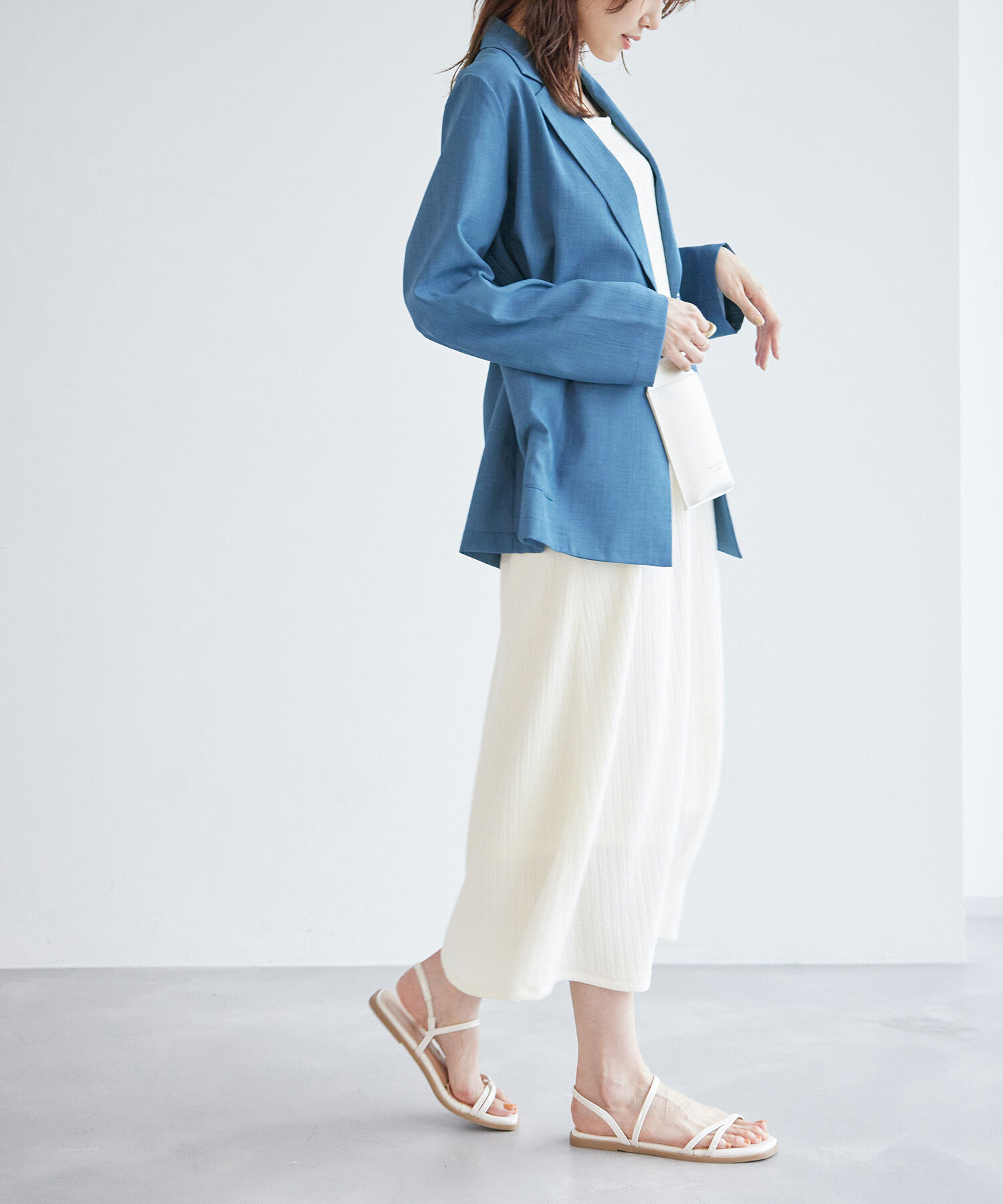 Rope&rsquo;Picnic「セットアップ対応/麻調シアーダブルテーラードジャケット/冷感・UVカット」|テーラードジャケット|