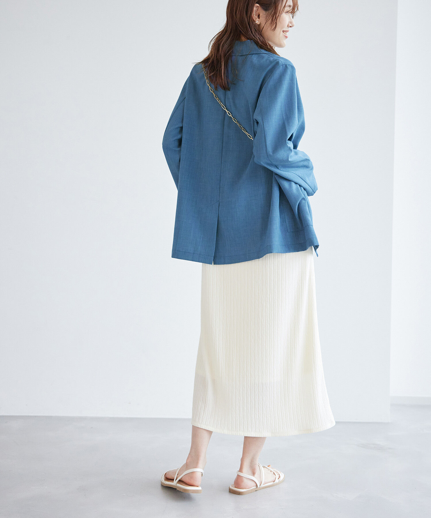 Rope&rsquo;Picnic「セットアップ対応/麻調シアーダブルテーラードジャケット/冷感・UVカット」|テーラードジャケット|