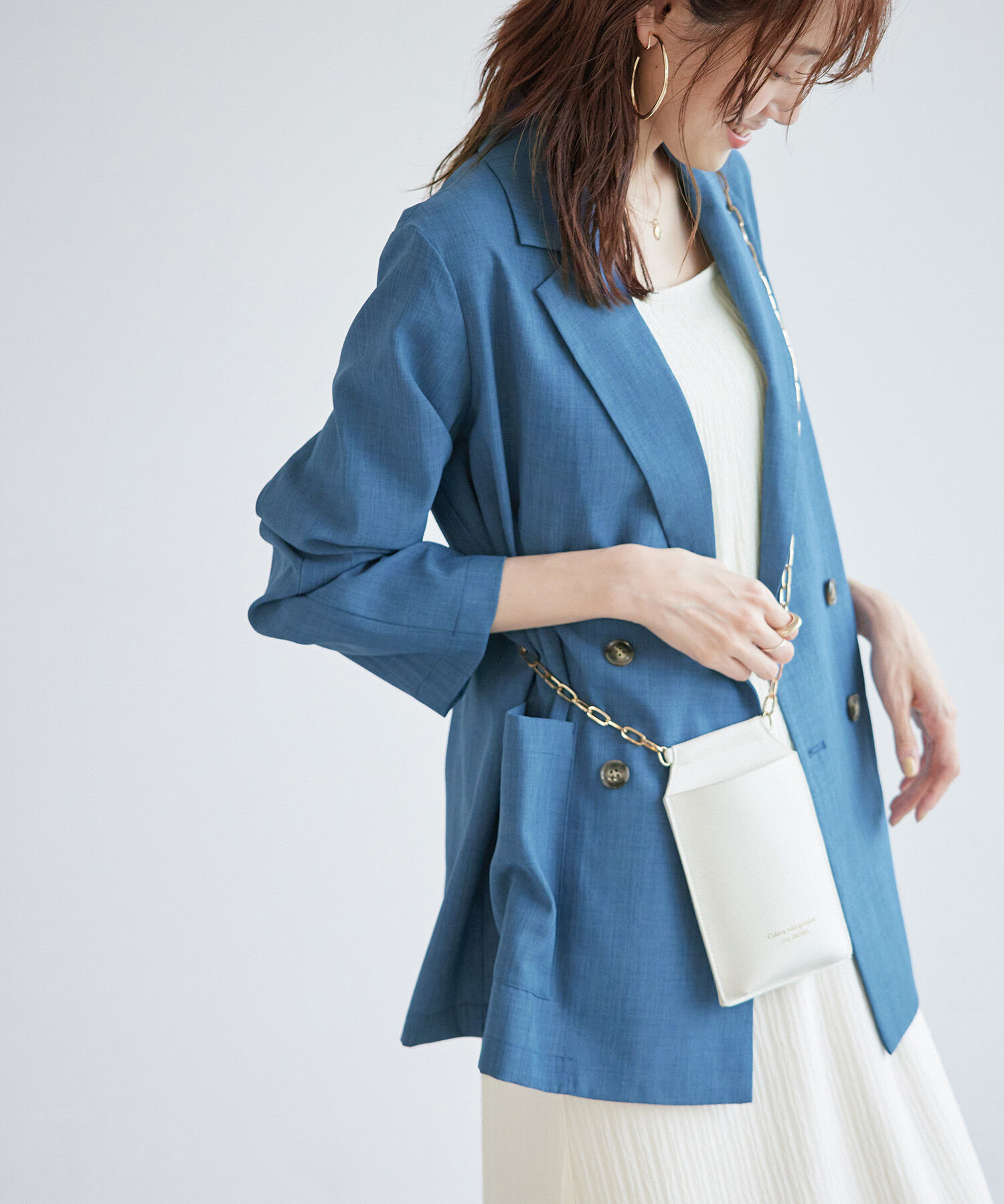 Rope&rsquo;Picnic「セットアップ対応/麻調シアーダブルテーラードジャケット/冷感・UVカット」|テーラードジャケット|