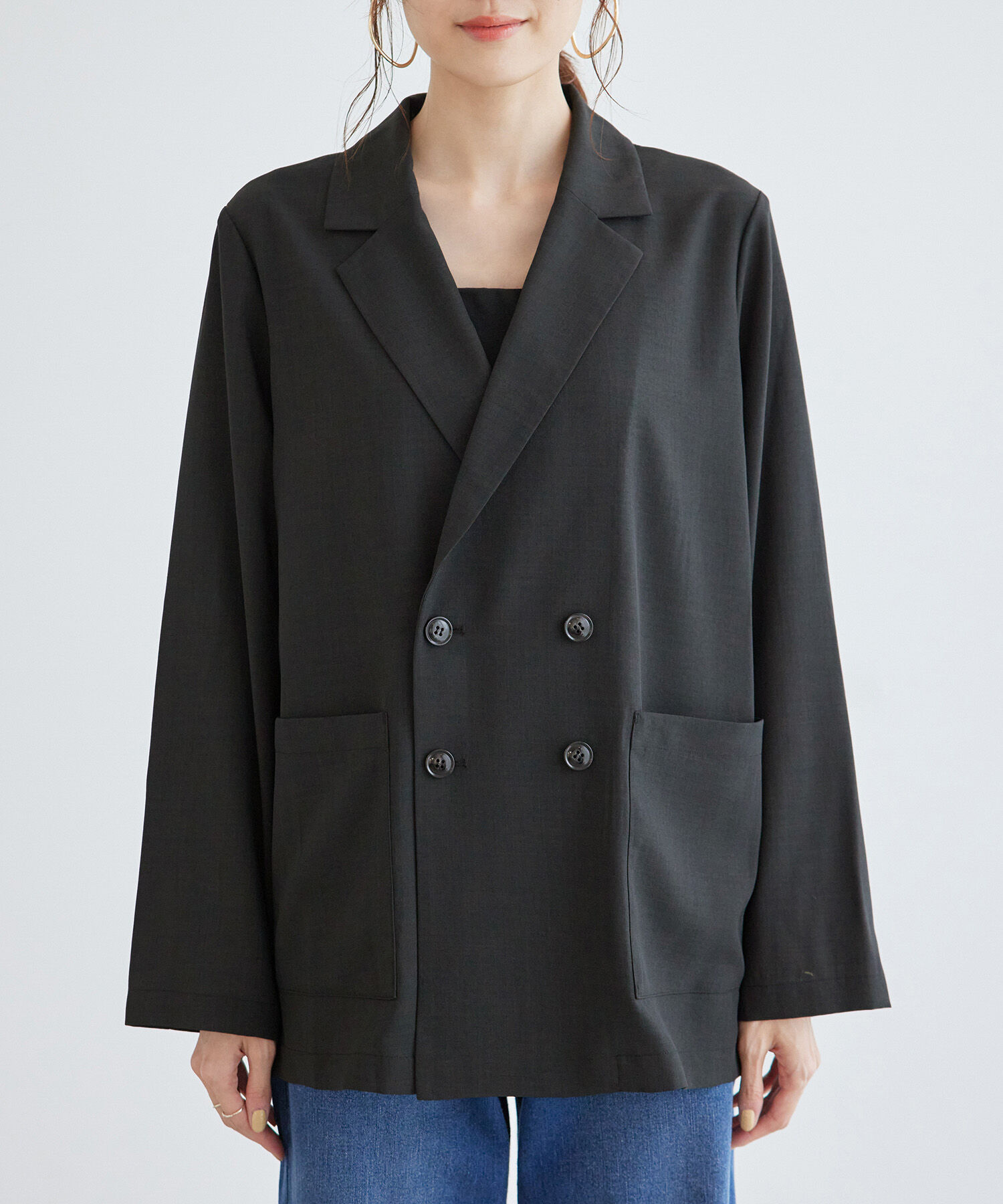 Rope&rsquo;Picnic「セットアップ対応/麻調シアーダブルテーラードジャケット/冷感・UVカット」|テーラードジャケット|