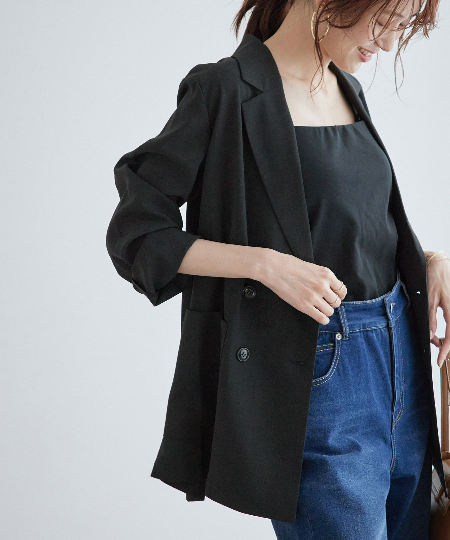 Rope&rsquo;Picnic「セットアップ対応/麻調シアーダブルテーラードジャケット/冷感・UVカット」|テーラードジャケット|